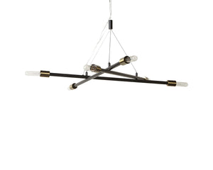 Sunpan KYLO Chandelier - Modern Minimalist Lighting with Black Metal & Brass Accents for Elegant Spaces 106788