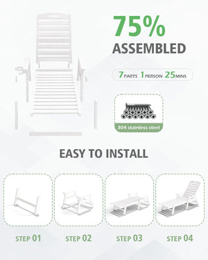 English Elm Pool Chaise Lounge Set Two Chairs Hdpe Outdoor Reclining Patio Sunbathing Furniture White W1859S00213