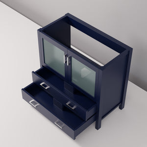 English Elm Navy Solid Wood 36-in Bath Vanity with Soft-Close Drawers, Preassembled 1-Cabinet 2-Drawer Storage B2731P260442