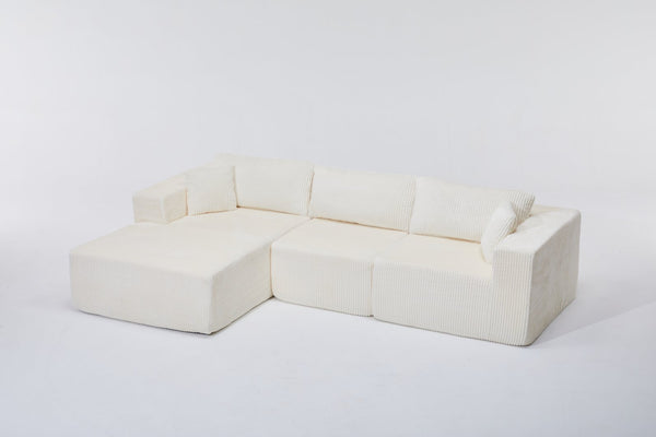 English Elm Modular Cloud Sectional with Corduroy Upholstery Deep Cushions for Living Rooms W1919S00007