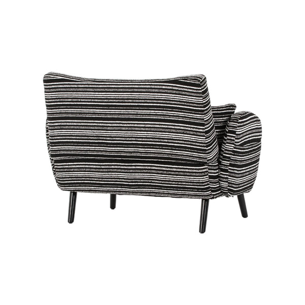 English Elm Modern tufted two-seater sofa with boucle upholstery, tapered legs, storage pockets, cozy compact design Black W395P376591