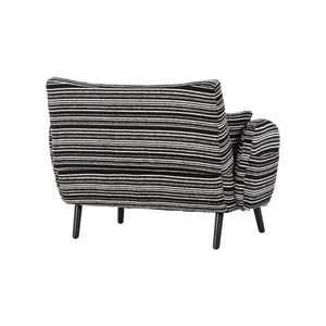 English Elm Modern tufted two-seater sofa with boucle upholstery, tapered legs, storage pockets and plush comfort for small spaces and offices Black W395P376591