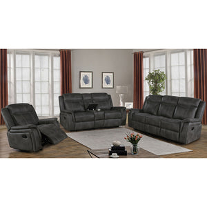 English Elm Franklin Charcoal Performance Microfiber Reclining Sofa with Contrast Stitching, Space-Saving Hugger Design and Manual Recliners offering Modern Comfort and Style B062P378329