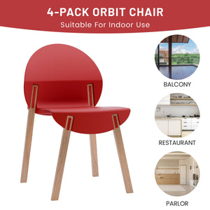 English Elm Summer 5 Piece Round Dining Set Polypropylene Stackable Chairs Oak Legs Modern Style Crimson Red,White W3450S00038