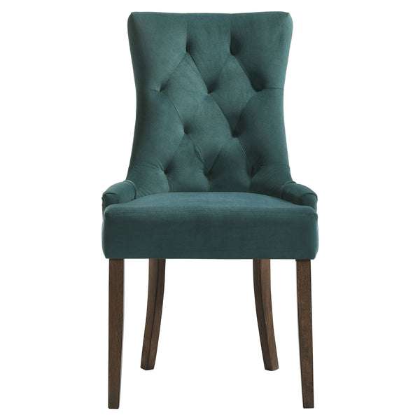 English Elm Green Velvet Tufted Back Side Chairs Set of 2 with Nailhead Trim, Weathered Oak Legs, Plush Upholstery, 38.5" High B062P182746