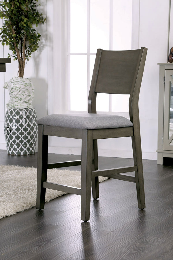 English Elm Gray Counter Height Dining Chairs Set of 2 — Light Gray Padded Fabric Seats, Panel Back, Solid Wood Frame B011P320999