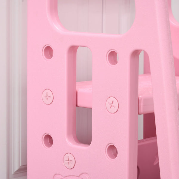 English Elm Qaba Adjustable Toddler Tower with 3 Heights, Anti-Slip Pads & Handrails, Easy-Clean Pink Step Stool W2225P200489