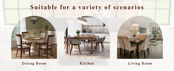 English Elm Black Wood Grain Mdf Dining Table Set Seats Six with Pu Leather Stripe Chairs W1151S04428