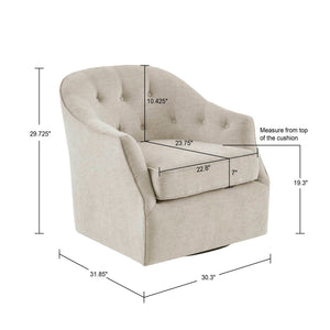 JLA Home Madison Park - Swivel tufted lounge chair with 360° metal base, plush high-density foam, solid wood frame, neutral fabric MP103-1072