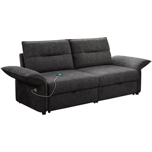 English Elm This Fleece Convertible Sleeper Sofa Unfolds Into a Full Bed for Guest Rooms Grey W3820S00040