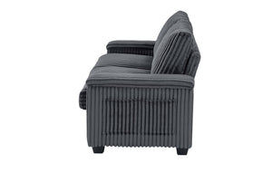 English Elm 71" Loveseat Dark Grey Corduroy Sofa with USB Port, Built-In Armrest Storage & Durable Frame W542P210622