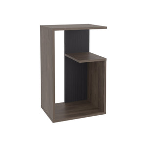 English Elm Side Table 25" H With 2 Shelves - Modern Dark Brown Accent For Living Room, Bedroom & Entryway B097P296869-GIGA