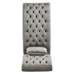 Homelegance By Top-Line Pietro Tufted Oversized Chaise Lounge Grey Velvet