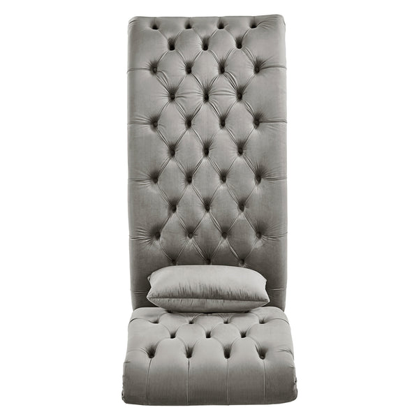 Homelegance By Top-Line Pietro Tufted Oversized Chaise Lounge Grey Velvet