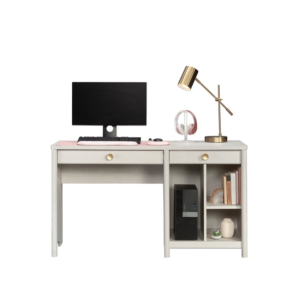 English Elm Computer Desk with Flip-Down Keyboard, Smooth-Glide Drawer, Cable Management & CPU Compartment for Home Office LIGHT GREY B356P354439