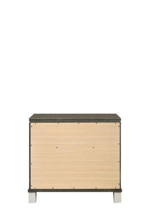 English Elm Skylar Champagne Finish Nightstand with Embossed Drawers, Mirrored Trim & Acrylic Tapered Legs B2726P261234