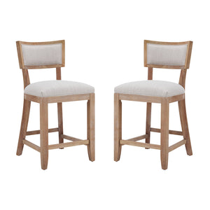 English Elm Christopher Knight Home® - 26.5" Counter Stools Set of 2 Upholstered Farmhouse Bar Stools with Curved Back, Footrest, Solid Wood Frame Beige+Natural 72643.00BGE