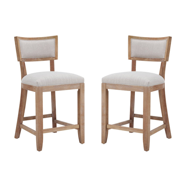 English Elm Christopher Knight Home® - 26.5" Counter Stools Set of 2 Upholstered Farmhouse Bar Stools with Curved Back, Footrest, Solid Wood Frame Beige+Natural 72643.00BGE