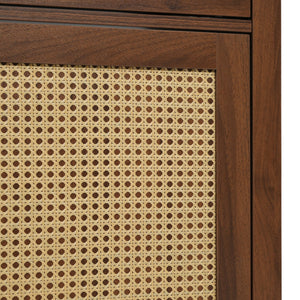 English Elm 60" Boutique Bathroom Vanity Rattan Doors Soft Close Drawers Smc Sink Pine Legs Brown N817P397678B