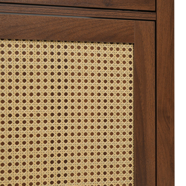 English Elm 60" Boutique Bathroom Vanity Rattan Doors Soft Close Drawers Smc Sink Pine Legs Brown N817P397678B