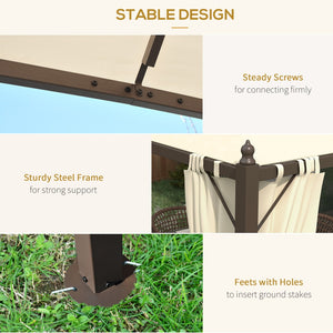 English Elm Outsunny 10' X 12' Steel Outdoor Patio Gazebo With Privacy Curtains, Two-Tier Roof & Versatile Design W2225P200753-GIGA