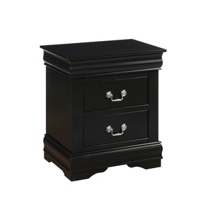 English Elm Louis Louis Philippe nightstand with two smooth-glide drawers, brushed nickel handles, durable dovetail build enhancing bedroom organization Black 27 L x 18 W x 23 H B2726P252726