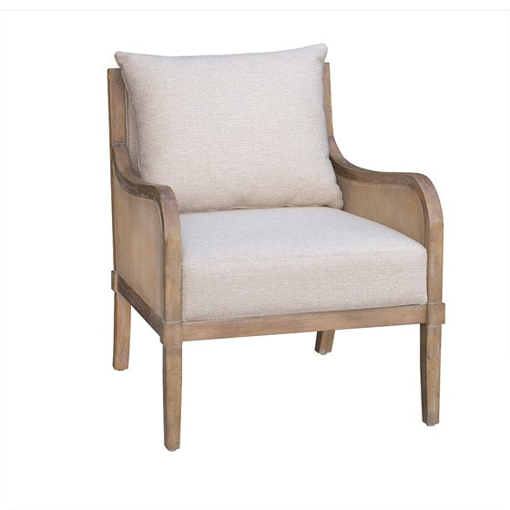 English Elm Cane Reclaimed Natural Accent Chair with Synthetic Cane Arms, Removable Back Cushion, Foam Seat B035P256566
