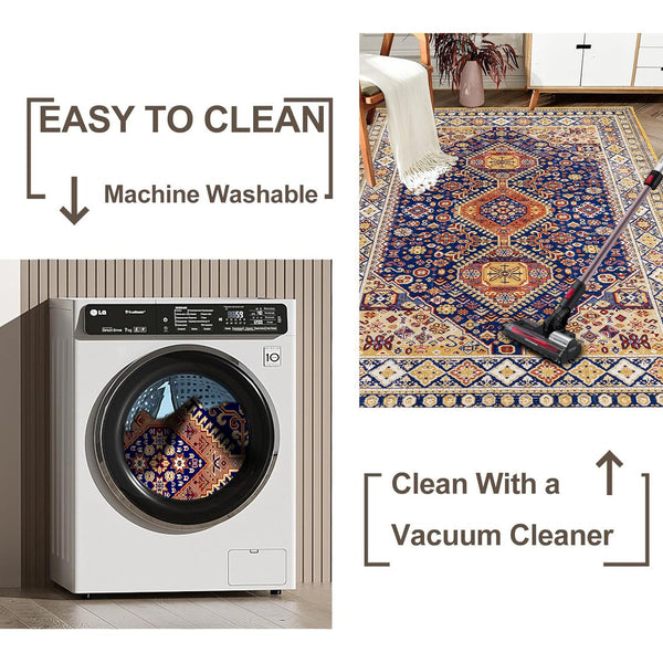 English Elm Area Rug 6X9 Vintage Bohemian Geometric Pattern - Non-Slip, Washable For Living Room And Bedroom W2907P265138