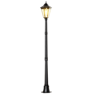 English Elm Outsunny 77" Solar Lamp Post Light with PIR Motion Sensor, Vintage Aluminum Outdoor Pathway Lamp Black W2225P200416