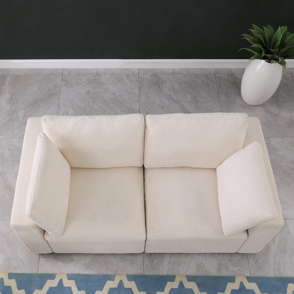 English Elm Modular Sectional Sofa Set - Versatile Chenille Beige Design With 2 Corner Chairs & Ottoman Options W1123S00039