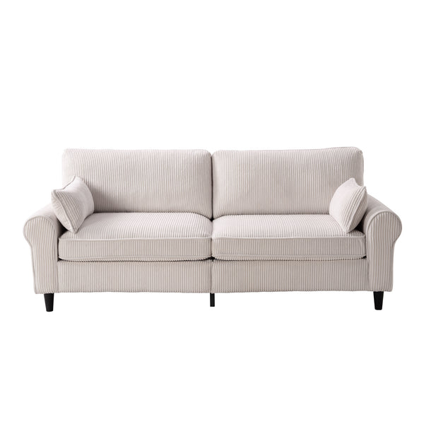 English Elm 80.7" Corduroy Upholstered Loveseat with Rolled Arms Solid Wood Iron Frame Modern W5515P488371