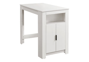 English Elm Dining 48" Counter Height Rectangular Table with Side Storage Cabinet and Open Shelf, Modern Design White 51 L x 27 W x 5 H B2710P286995
