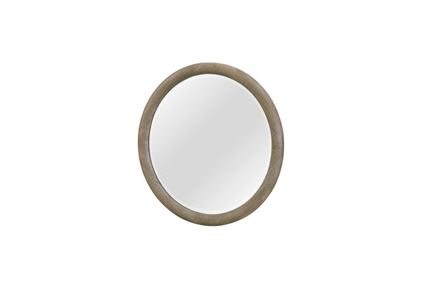 English Elm English Knotty Oak Round Wall Mirror with Natural Grain Detail for Entryway or Bedroom B2699P437955