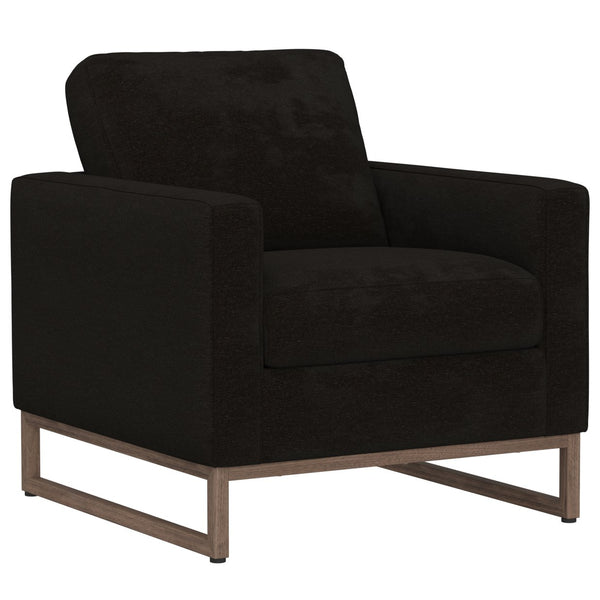 English Elm Black Upholstered Accent Chair Sled Base Minimalist Design for Living Room Office B2709P482534