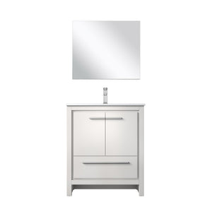 English Elm White Bath Vanity Set With Cultured Marble Top, Chrome Faucet & Coordinating 28" Mirror For Modern Style B2731S02059-GIGA