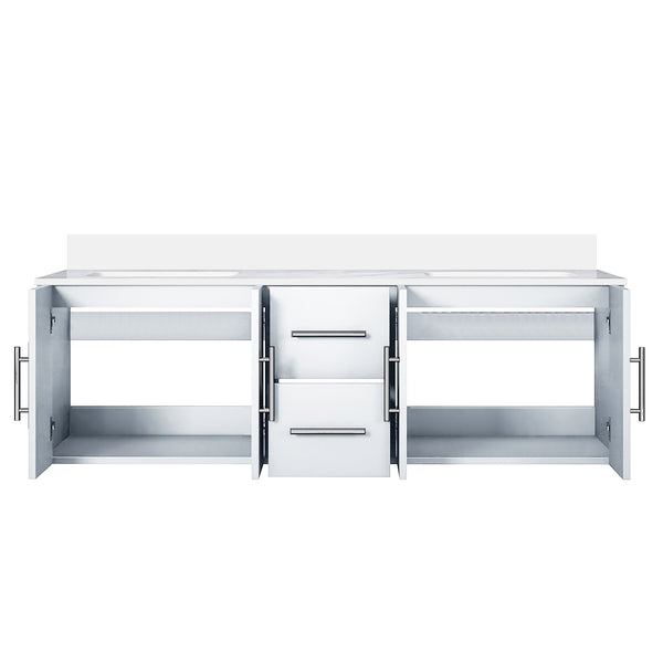 English Elm Glossy 60" Double Bath Vanity with Cultured Marble Top, Solid Wood Frame, Soft-Close Drawers, Ample Storage B2731P258688