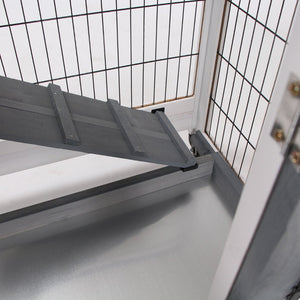 English Elm Pawhut Elevated Wooden Rabbit Hutch With Enclosed Run, Wheels & Removable Tray For Easy Care W2225P200855-GIGA