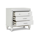 English Elm Dovii White 3-Drawer Nightstand With Mirror Accent