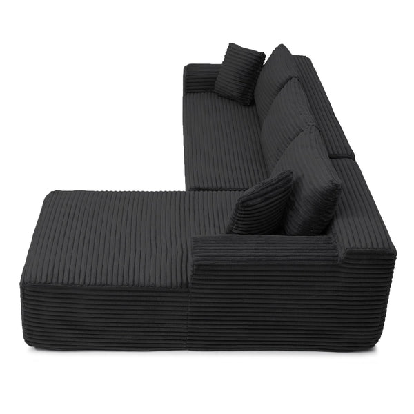 English Elm 105'' Modular Cloud Sectional Corduroy L-shape Couch Deep Seat Living Room Lounge W1117S00328