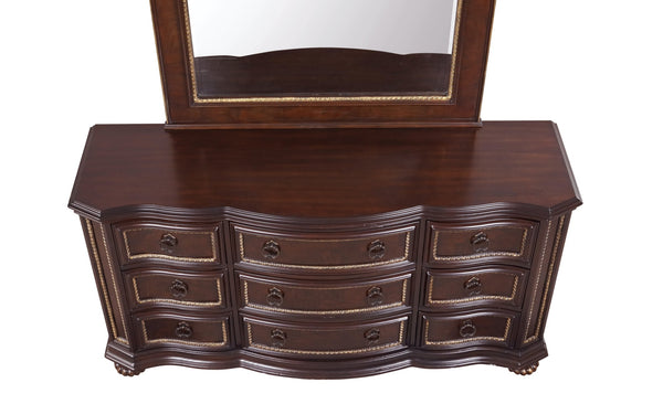 English Elm Paris G09300-D Dresser with Velvet-Lined Top Drawer, Wood Veneer Finish, Iron-Style Handles & Bun Feet Cherry 72 L x 23 W x 37 H B078P301566