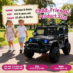 English Elm 24v Dual Motor Two Seat Kids Electric Ride on Car with Remote Control and Bluetooth Audio Black W1578P305897