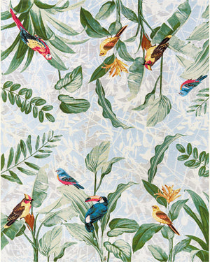 Unique Loom Outdoor Botanical Chanticleer Machine Made Animal Print Rug Multi, Blue/Ivory/Gray/Green/Light Blue/Light Brown/Light Green/Navy Blue/Red/Rust Red/Yellow 7' 10" x 10' 0"