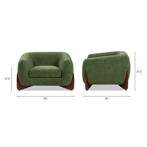 English Elm Jennifer Taylor Home - Alpine 44" Sherpa Arm Chair in Moss Green Teddy Fleece—Deep 24" Seat, Removable Cushion, Oak Legs B2719P280161