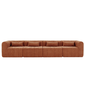 English Elm 145.5 Inch 4 Piece Modular Sectional Sofa Polyester Low Profile Living Room Couch Orange Multi N767P346281O