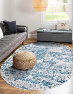 Unique Loom Finsbury Elizabeth Machine Made Abstract Rug Blue, Ivory/Gray/Light Blue 5' 3" x 8' 0"