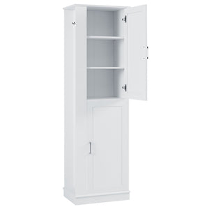 English Elm Tall Bathroom Storage Cabinet - Freestanding Mdf Organizer With Adjustable Shelves & Modern White Finish N725P241834K-GIGA