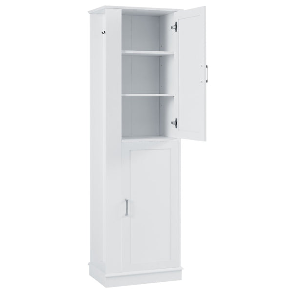 English Elm Tall Bathroom Storage Cabinet - Freestanding Mdf Organizer With Adjustable Shelves & Modern White Finish N725P241834K-GIGA