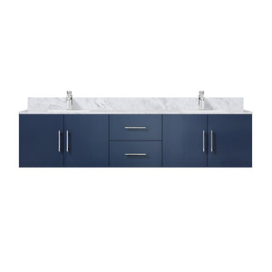 English Elm Navy Double Bath Vanity 80" W x 22" D with Carrara Marble Top, Soft-Close Storage & Chrome Faucet Set B2731P258728