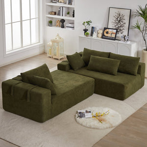 English Elm Modern Chenille Modular Sectional Sofa Set - L-Shaped Couch With 6 Pillows For Cozy Living Room Style W834S00395