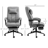 English Elm Vinsetto Executive Linen-Feel Fabric Office Chair High Back Swivel Task Chair With Adjustable Height Upholstered Retractable Footrest, Headrest and Padded Armrest, Light Grey